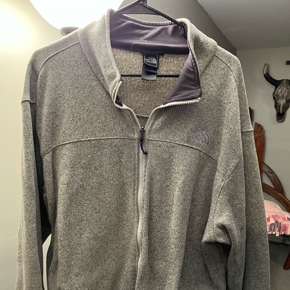North face warm zip up sweat shirt